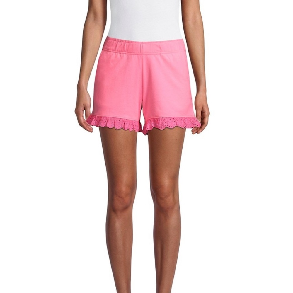 NWT Lilly Pulitzer Kylar Eyelet-Embroidered Knit Shorts in Pink Shandy. XXS.